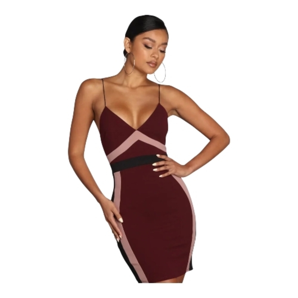 Windsor Maroon and Blush Mini Dress